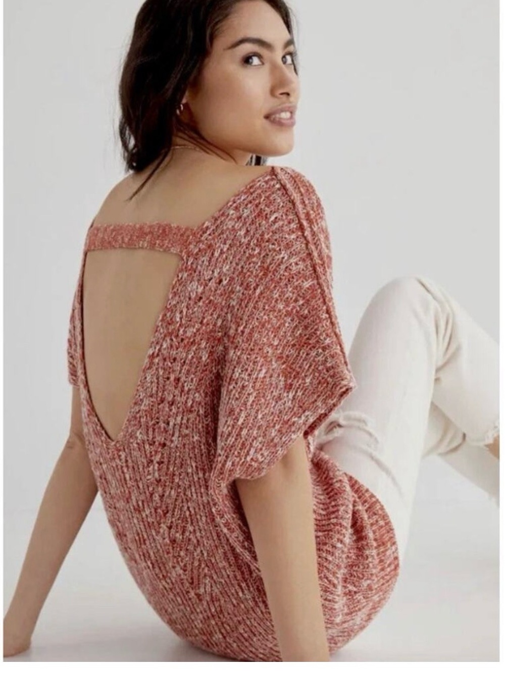 Pilcro Open-Back Off-the-Shoulder Sweater — Rust like new size m